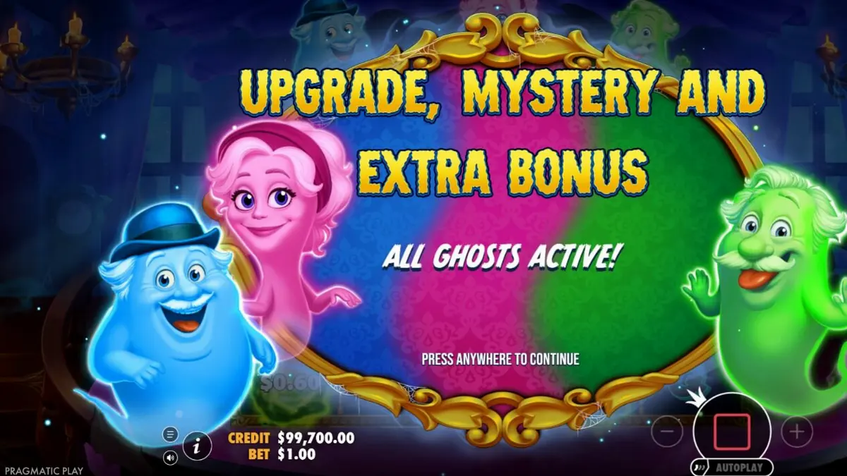 Isang visual na representasyon ng Great Ghosts! slot na nagpapakita ng mga ghost symbols at crystal balls.